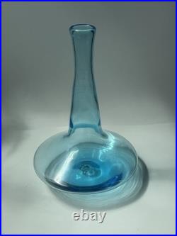 VTG. Greenwich 6534 S 11 Aqua Blue Ship Decanter MCM Art Glass. Genie Bottle