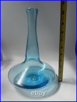 VTG. Greenwich 6534 S 11 Aqua Blue Ship Decanter MCM Art Glass. Genie Bottle