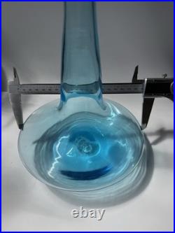 VTG. Greenwich 6534 S 11 Aqua Blue Ship Decanter MCM Art Glass. Genie Bottle