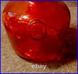 VTG ITALIAN Red MOLD Blown Art Glass Decanter withStopper Decorative Heavyweight