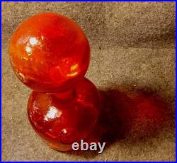 VTG ITALIAN Red MOLD Blown Art Glass Decanter withStopper Decorative Heavyweight