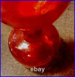 VTG ITALIAN Red MOLD Blown Art Glass Decanter withStopper Decorative Heavyweight