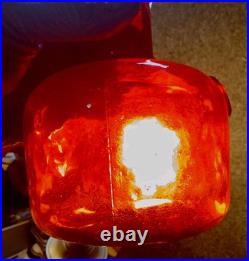 VTG ITALIAN Red MOLD Blown Art Glass Decanter withStopper Decorative Heavyweight