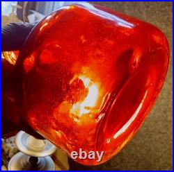 VTG ITALIAN Red MOLD Blown Art Glass Decanter withStopper Decorative Heavyweight