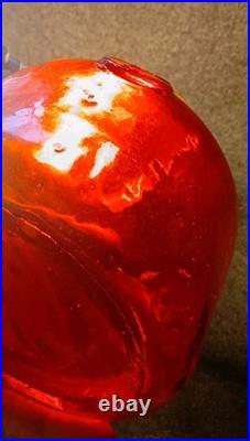 VTG ITALIAN Red MOLD Blown Art Glass Decanter withStopper Decorative Heavyweight