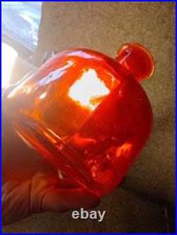 VTG ITALIAN Red MOLD Blown Art Glass Decanter withStopper Decorative Heavyweight