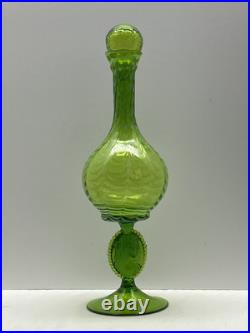 VTG Lavorazione Empoli Striped Green & White Genie Bottle Decanter Cameo