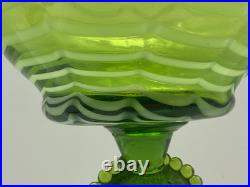 VTG Lavorazione Empoli Striped Green & White Genie Bottle Decanter Cameo
