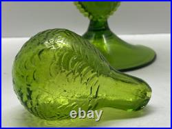 VTG Lavorazione Empoli Striped Green & White Genie Bottle Decanter Cameo