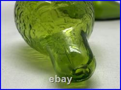 VTG Lavorazione Empoli Striped Green & White Genie Bottle Decanter Cameo