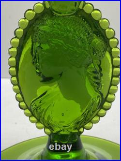 VTG Lavorazione Empoli Striped Green & White Genie Bottle Decanter Cameo