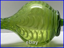 VTG Lavorazione Empoli Striped Green & White Genie Bottle Decanter Cameo