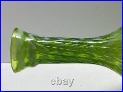 VTG Lavorazione Empoli Striped Green & White Genie Bottle Decanter Cameo