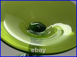 VTG Lavorazione Empoli Striped Green & White Genie Bottle Decanter Cameo