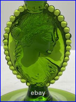 VTG Lavorazione Empoli Striped Green & White Genie Bottle Decanter Cameo