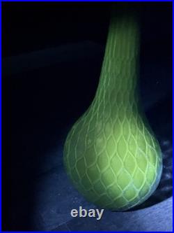 VTG MCM 1960's Italian Empoli Blue Glass Genie Decanter Bottle Diamond Pattern