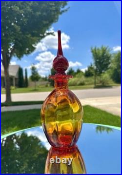 VTG-MCM Hand Blown by Rainbow-306-10.5 Amberina (Glows) Glass Flame Decanter