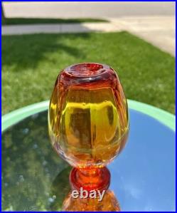 VTG-MCM Hand Blown by Rainbow-306-10.5 Amberina (Glows) Glass Flame Decanter