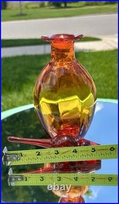 VTG-MCM Hand Blown by Rainbow-306-10.5 Amberina (Glows) Glass Flame Decanter