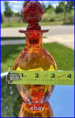 VTG-MCM Hand Blown by Rainbow-306-10.5 Amberina (Glows) Glass Flame Decanter