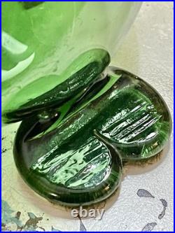 VTG MCM Italian Art Green Glass Empoli Verde 14 Tall Hand Blown Duck Decanter