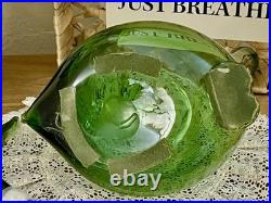 VTG MCM Italian Art Green Glass Empoli Verde 14 Tall Hand Blown Duck Decanter