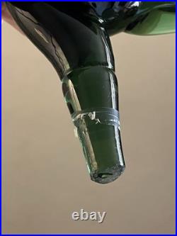 VTG MCM Italian Art Green Glass Empoli Verde 14 Tall Hand Blown Duck Decanter