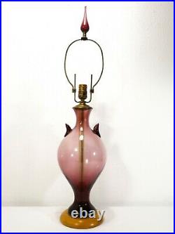 VTG Mid Century BLENKO LP-2 TABLE LAMP in AMETHYST Modernist ART GLASS Decanter