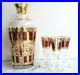 VTG-Mid-Century-CULVER-Red-Cranberry-Gold-Decanter-Cordial-Glasses-Barware-Set-01-patf