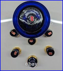 VTG Murano Italy Cobalt Blue Gold Trim Decanter Set Hand-painted Enamel Flora