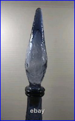 VTG Periwinkle Florentine Empoli Crinkle Glass Decanter Bottle 22 Italy