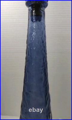 VTG Periwinkle Florentine Empoli Crinkle Glass Decanter Bottle 22 Italy
