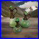 VTG-Set-Of-3-Wine-Liquor-Green-Glass-Decanters-Each-Unique-Made-In-India-01-tfs