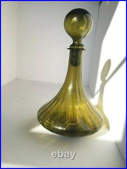VTG Tall Authentic Depression Glass Ship Wine Decanter With Stopper Bubble Inside