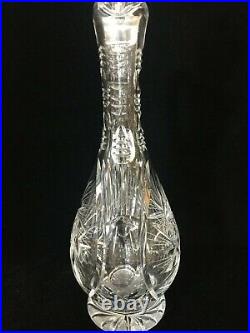 VTG Tall Victorian Clear Cut Crystal Glass Decanter withHandle, 16 1/2 T x 5 W