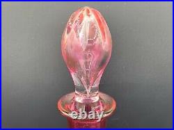 VTG Val ST. Lambert Belgian Ruby Red Cut To Clear Hobnail Crystal Glass Decanter