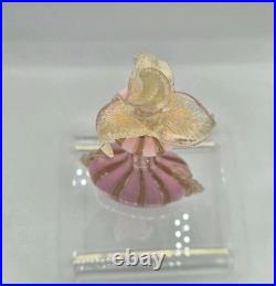 VTG Venetian Murano Glass Pink Copper Stripped Decanter Flower Stopper 9.5 Tall