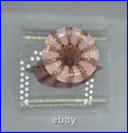 VTG Venetian Murano Glass Pink Copper Stripped Decanter Flower Stopper 9.5 Tall