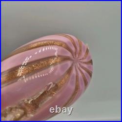 VTG Venetian Murano Glass Pink Copper Stripped Decanter Flower Stopper 9.5 Tall