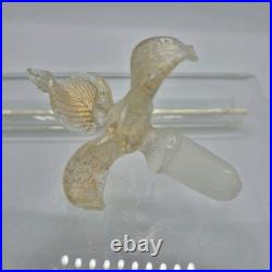 VTG Venetian Murano Glass Pink Copper Stripped Decanter Flower Stopper 9.5 Tall