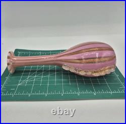 VTG Venetian Murano Glass Pink Copper Stripped Decanter Flower Stopper 9.5 Tall