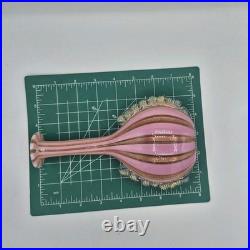 VTG Venetian Murano Glass Pink Copper Stripped Decanter Flower Stopper 9.5 Tall