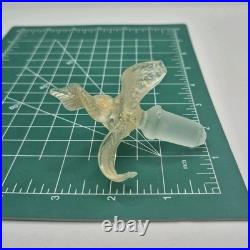 VTG Venetian Murano Glass Pink Copper Stripped Decanter Flower Stopper 9.5 Tall