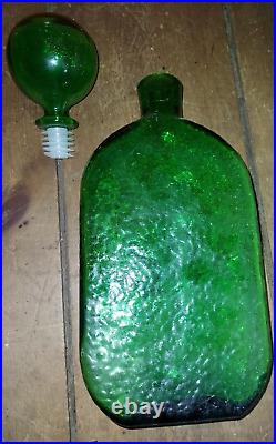 VTG Wayne Husted Emerald flower blown glass decanter Stelvia made in Italy