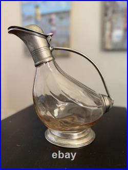 VTG crystal Glass & Pewter Duck decanter RCR (Royal Crystal Rock) Italy