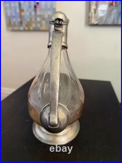 VTG crystal Glass & Pewter Duck decanter RCR (Royal Crystal Rock) Italy