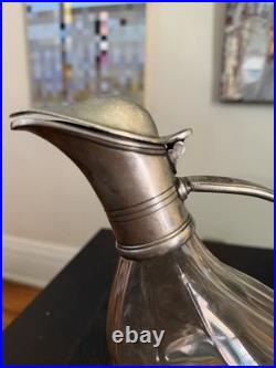 VTG crystal Glass & Pewter Duck decanter RCR (Royal Crystal Rock) Italy