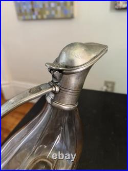 VTG crystal Glass & Pewter Duck decanter RCR (Royal Crystal Rock) Italy