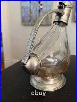 VTG crystal Glass & Pewter Duck decanter RCR (Royal Crystal Rock) Italy