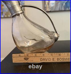 VTG crystal Glass & Pewter Duck decanter RCR (Royal Crystal Rock) Italy